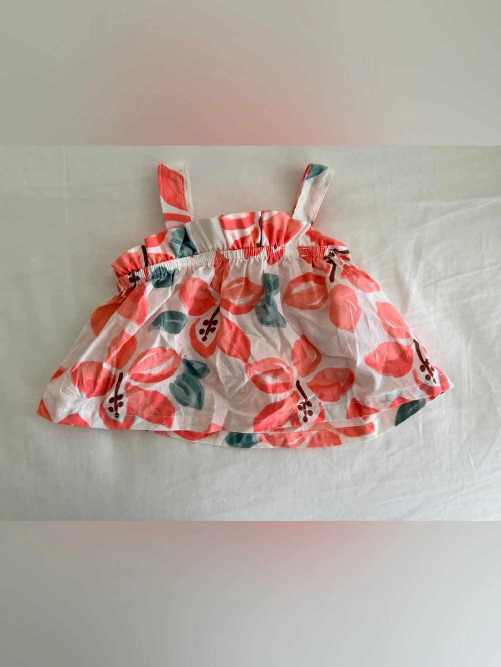 Carter's White Tank Top Bundle Coral Pink & Teal Floral Print & Pink and White